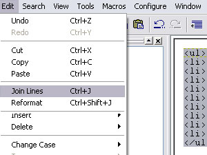 TextPad's join lines command