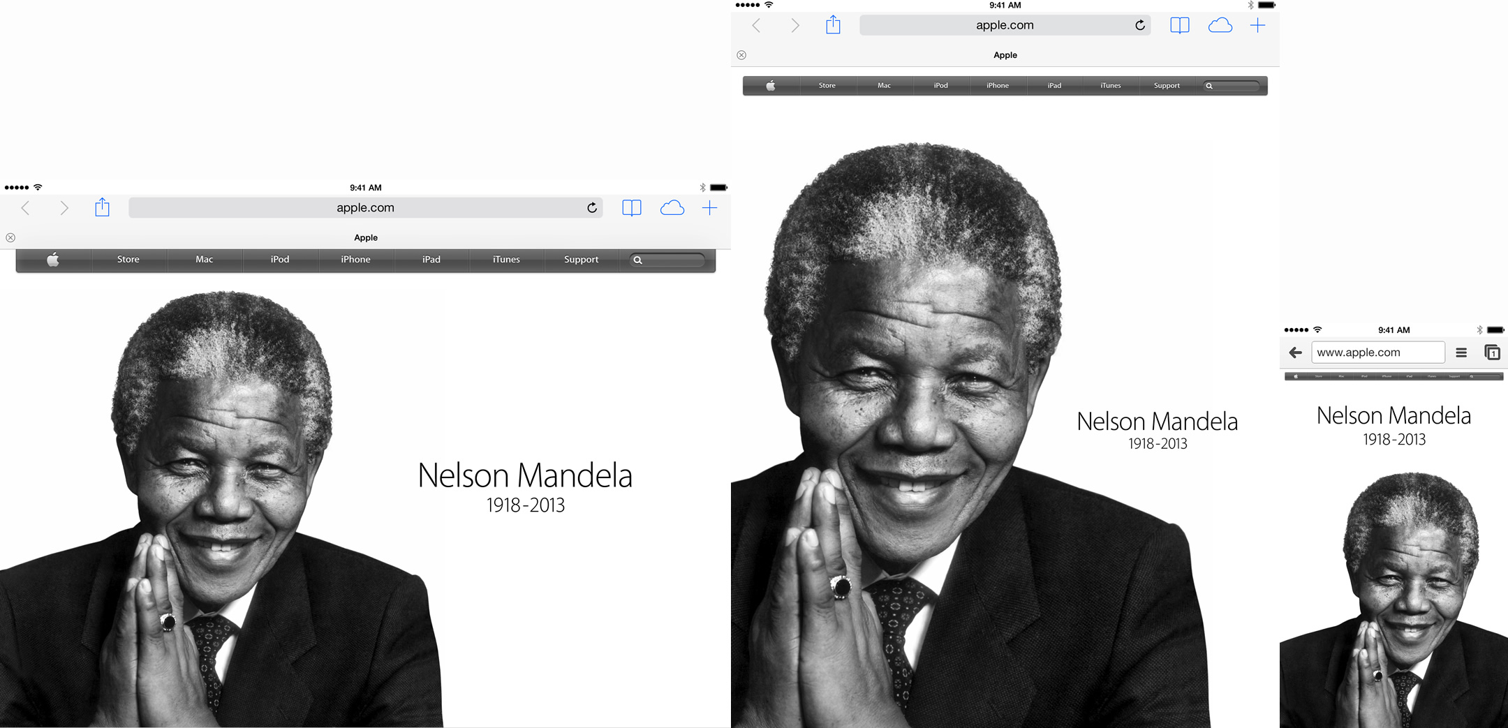 Apple’s Nelson Mandela billboard on several devices