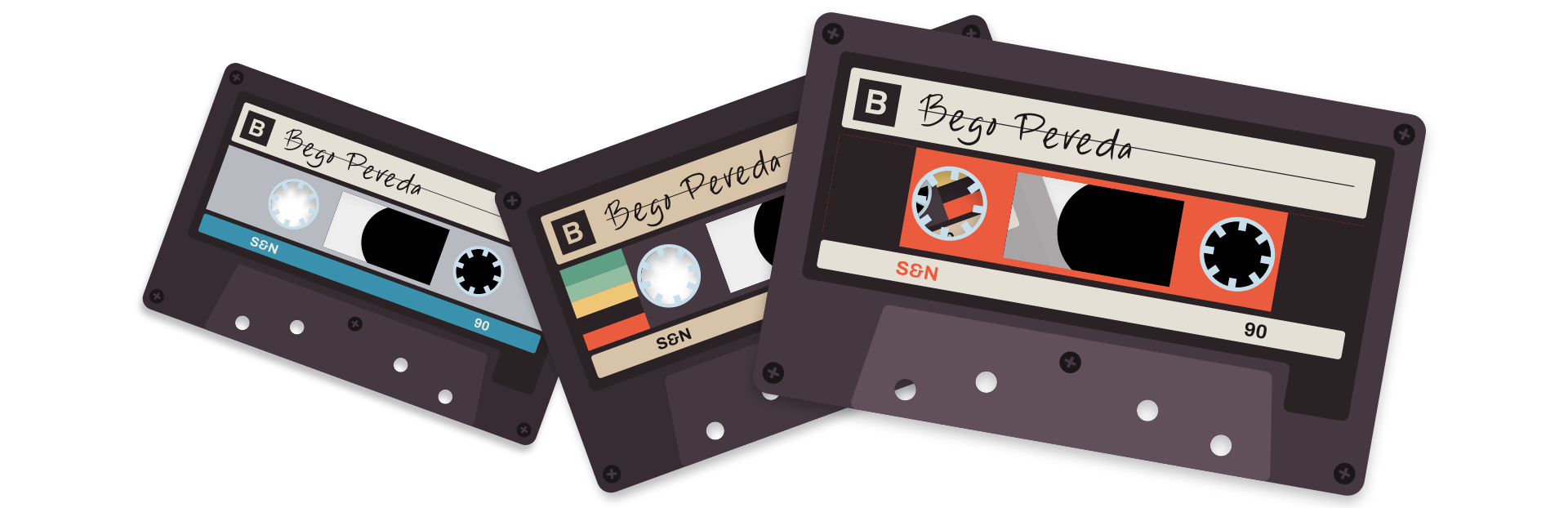 Bego’s animated SVG cassette tapes.