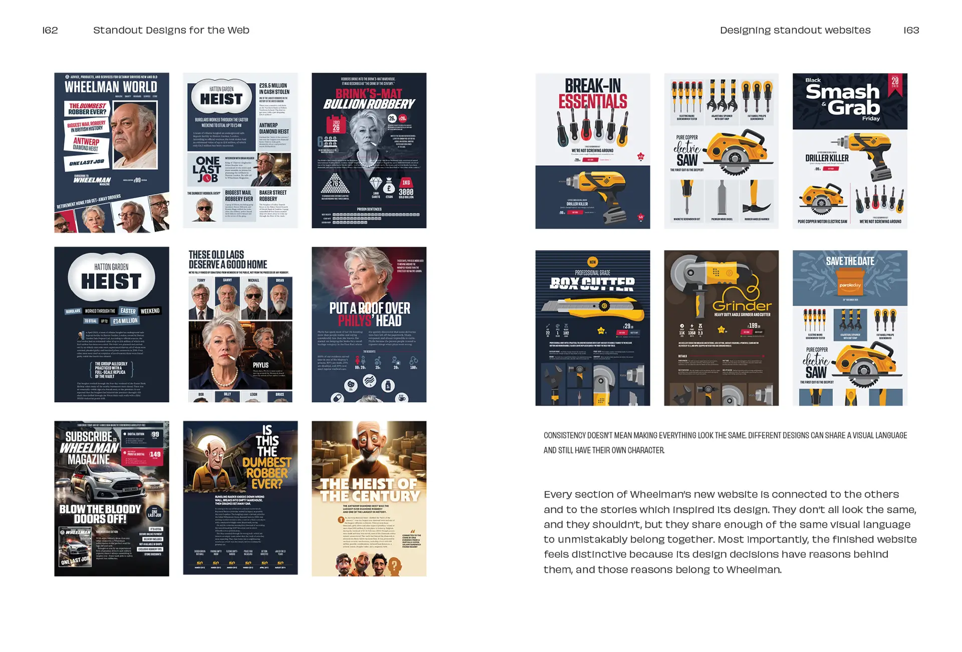 A selection of Wheelman designs from Standout Designs for the Web