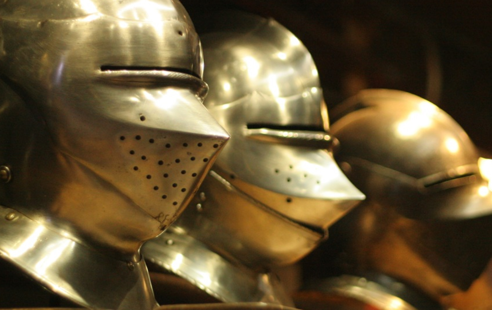 Photograph of medieval helmets