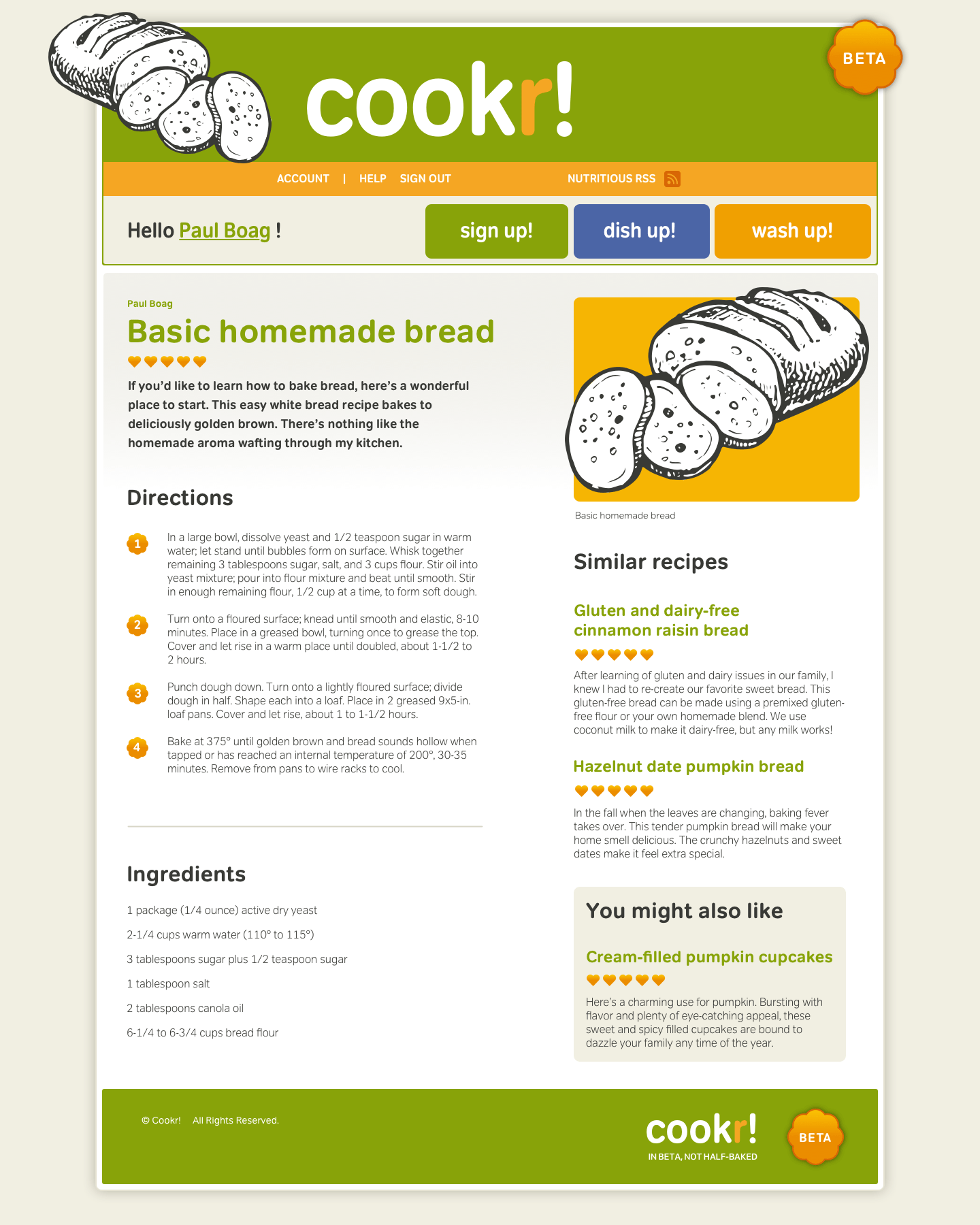 Cookr website HTML prototype
