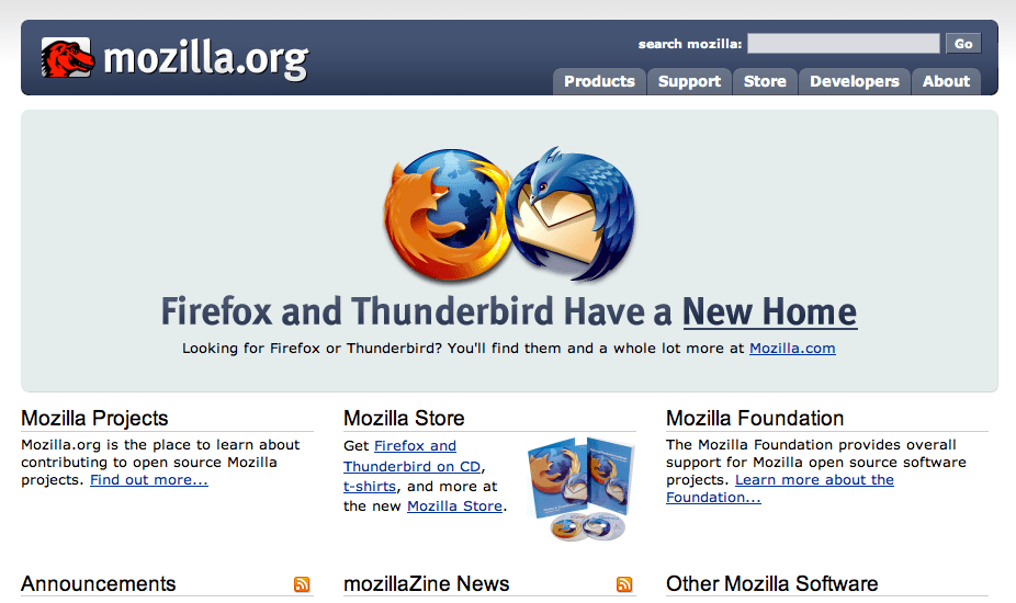 2006 Mozilla website